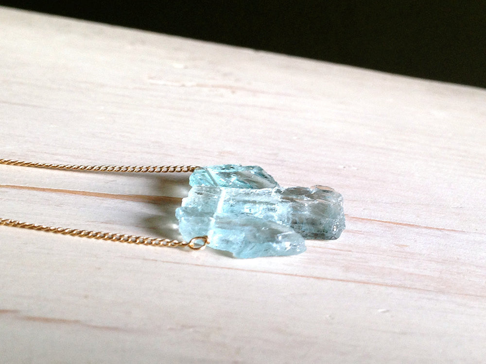 Raw Aquamarine Pendant Necklace