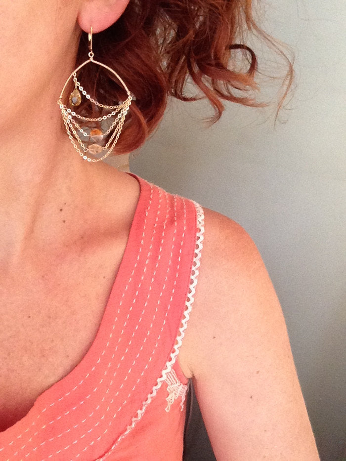 Citrine Gold Filled Drape Earring