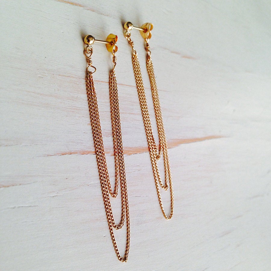 Gold Filled Chain Drop Earrings