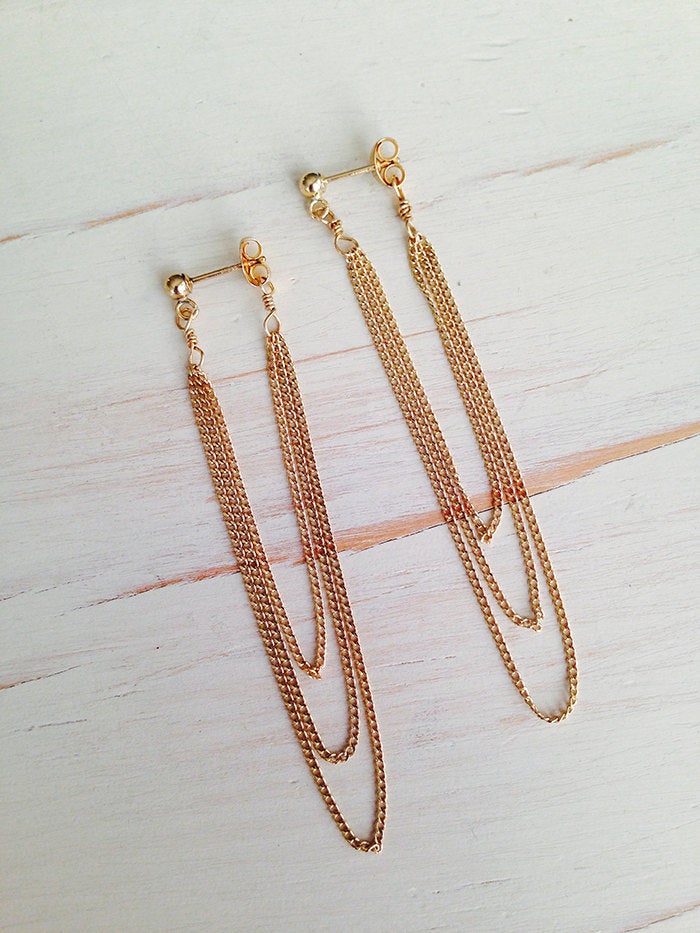 Gold Filled Chain Drop Earrings