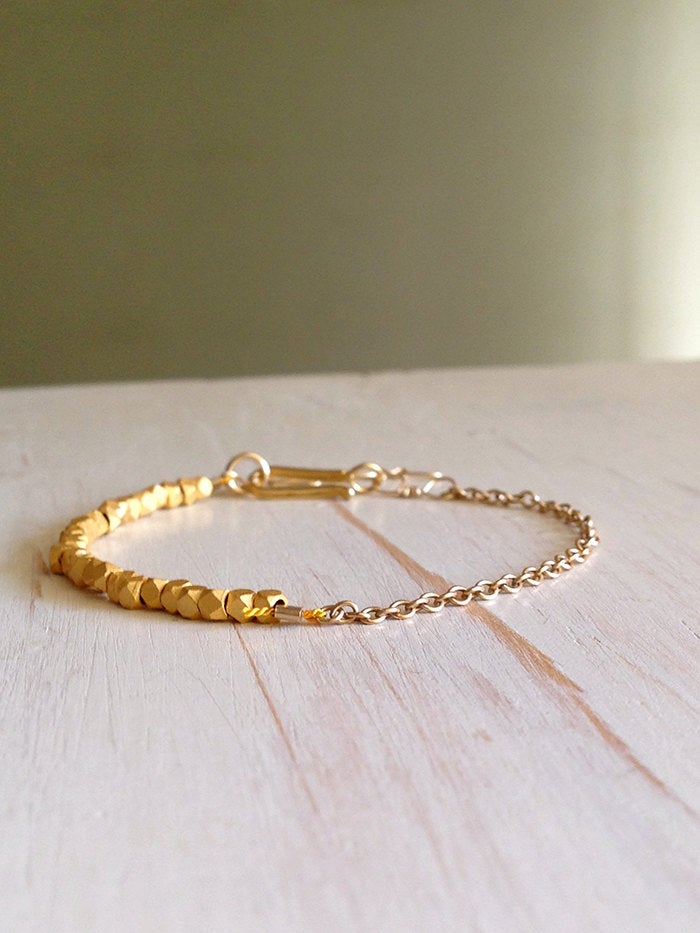 Gold Brushed Nugget Bracelet