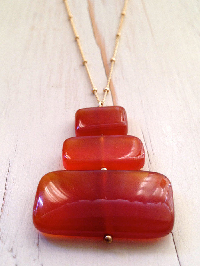Carnelian Slab Contemporary Necklace