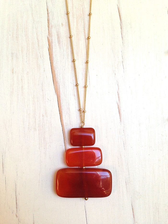 Carnelian Slab Contemporary Necklace