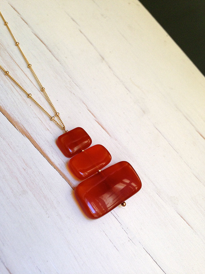 Carnelian Slab Contemporary Necklace