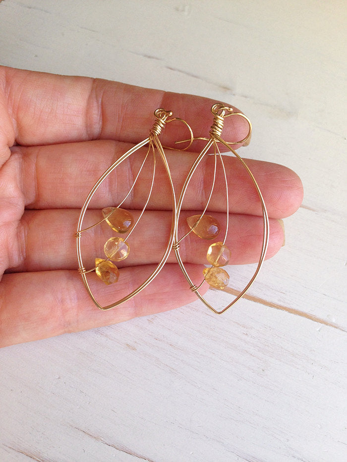 Citrine Trio Faceted Droplet Earring