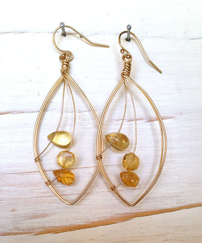 Citrine Trio Faceted Droplet Earring
