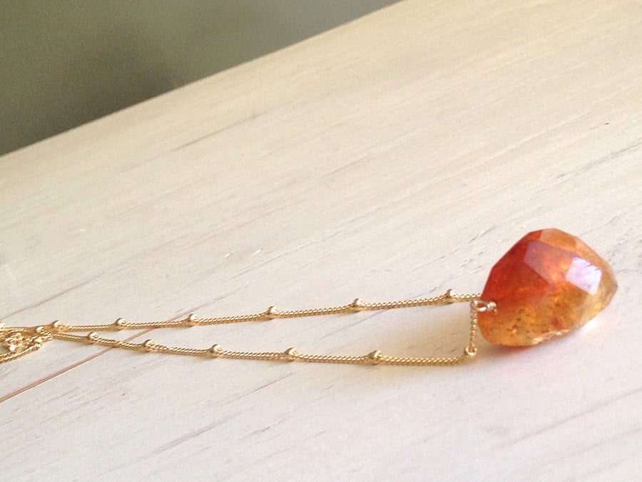 Citrine Faceted Drop Necklace