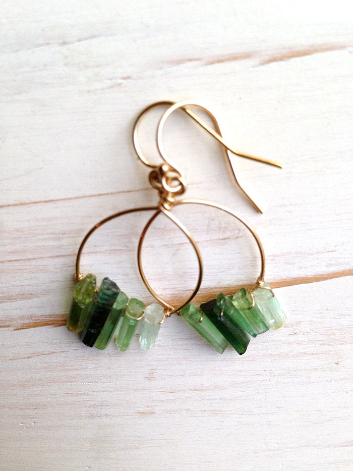 Tourmaline Tiny Shard Hoops