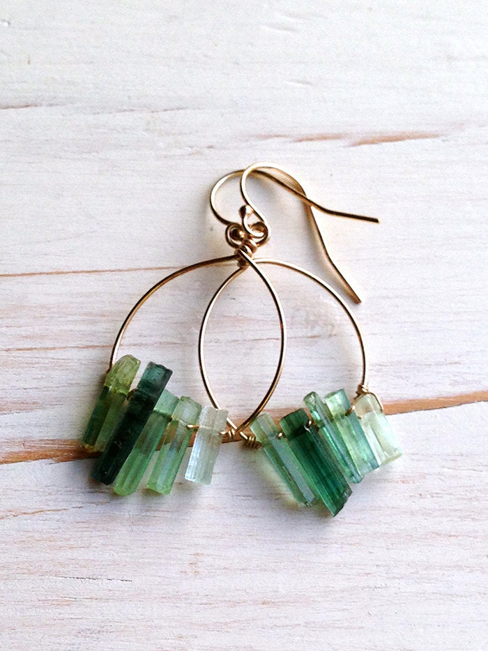 Tourmaline Tiny Shard Hoops