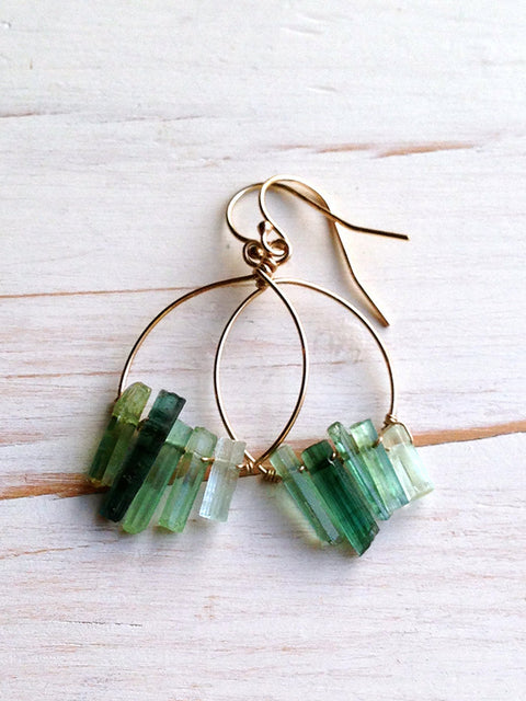 Tourmaline Tiny Shard Hoops