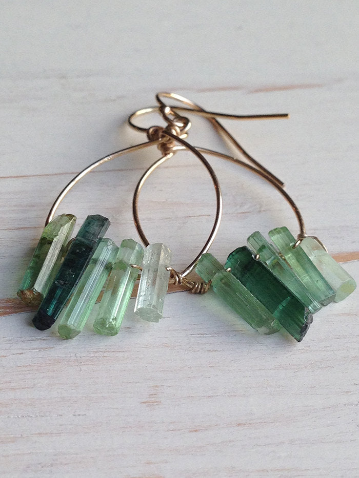 Tourmaline Tiny Shard Hoops