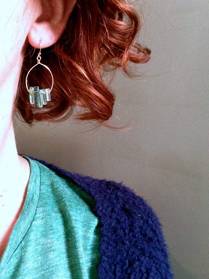 Tourmaline Tiny Shard Hoops