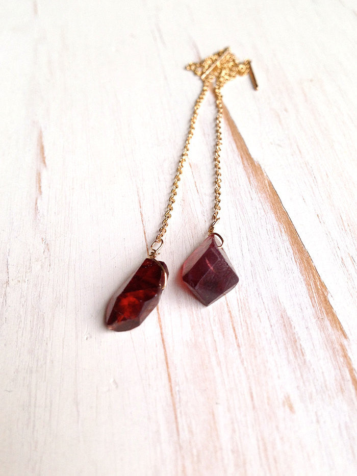 Raw Garnet Earrings