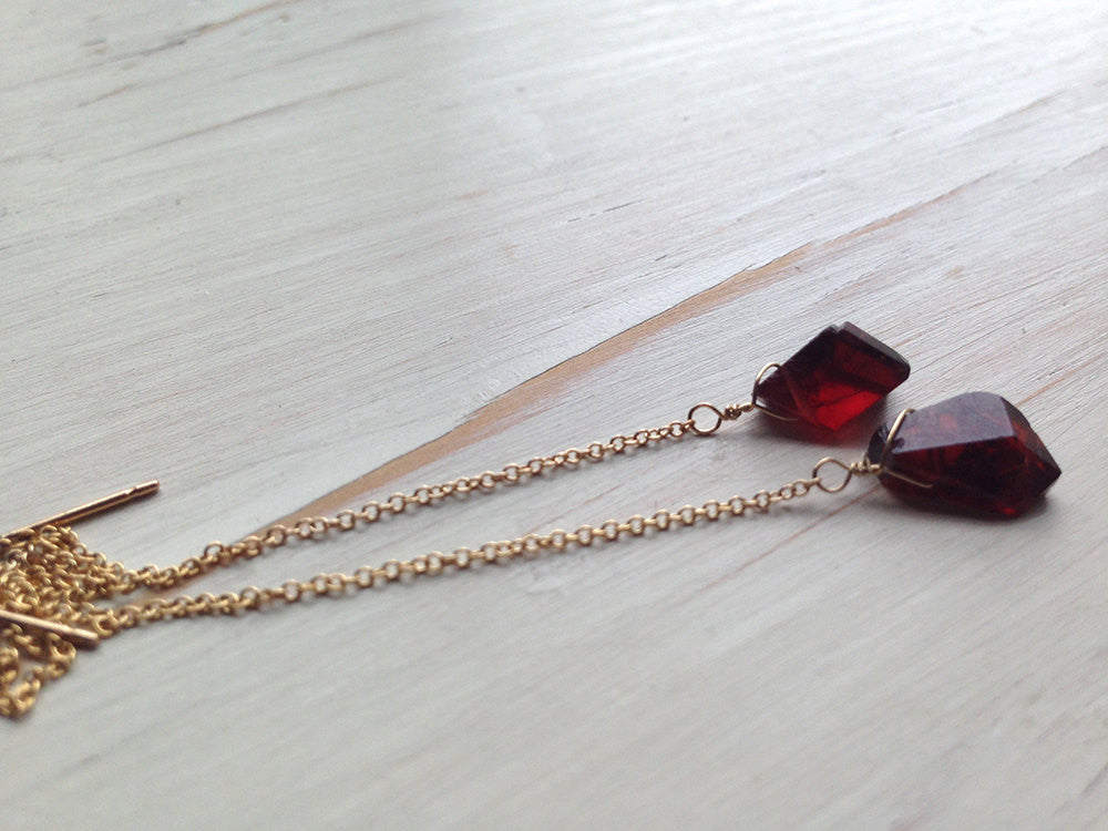 Raw Garnet Earrings