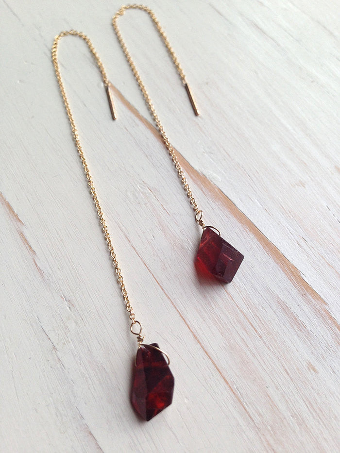 Raw Garnet Earrings
