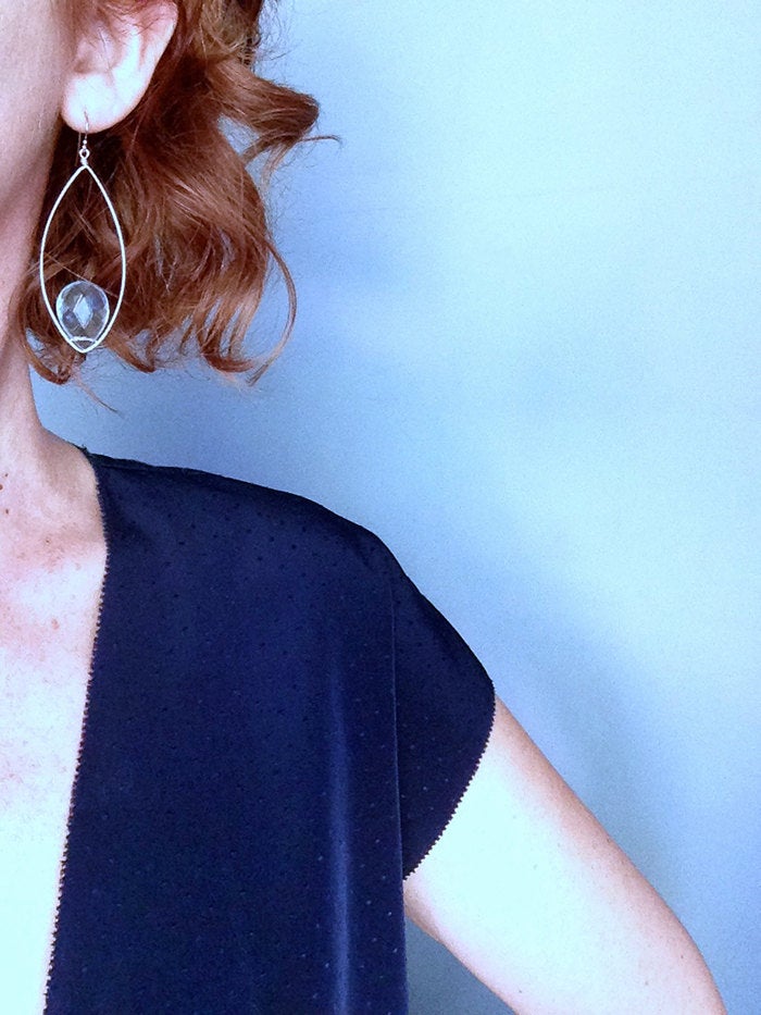 Blue Quartz Tear Dangle Hoop