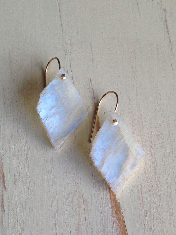 Moonstone Raw Slice Earrings