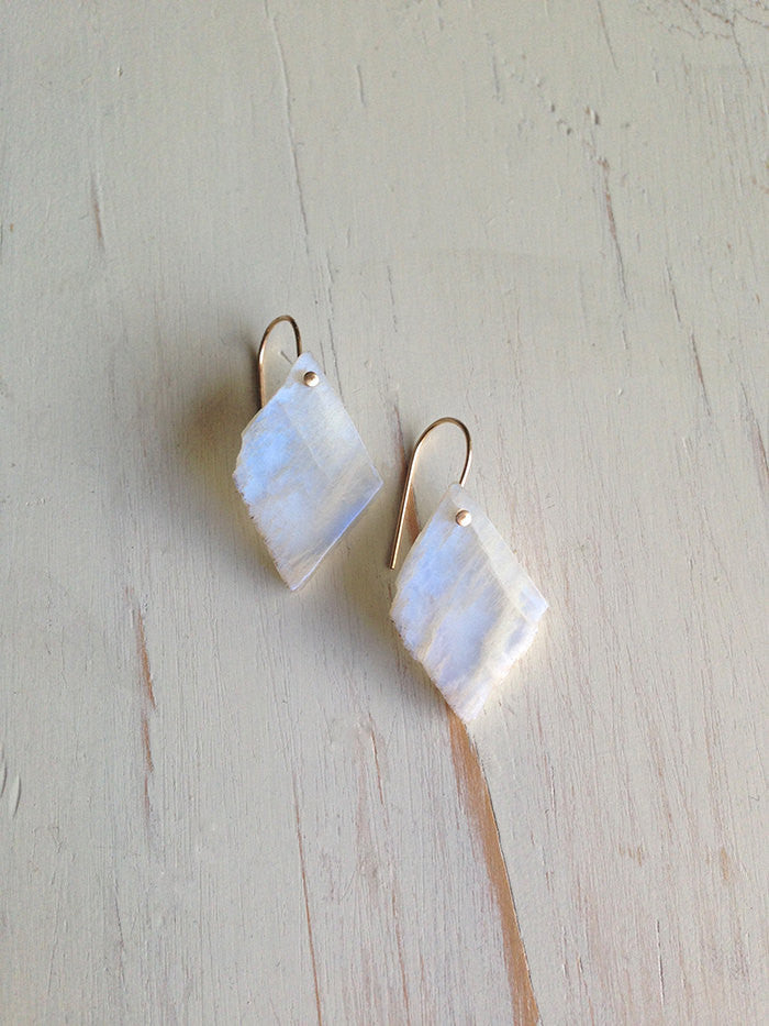 Moonstone Raw Slice Earrings
