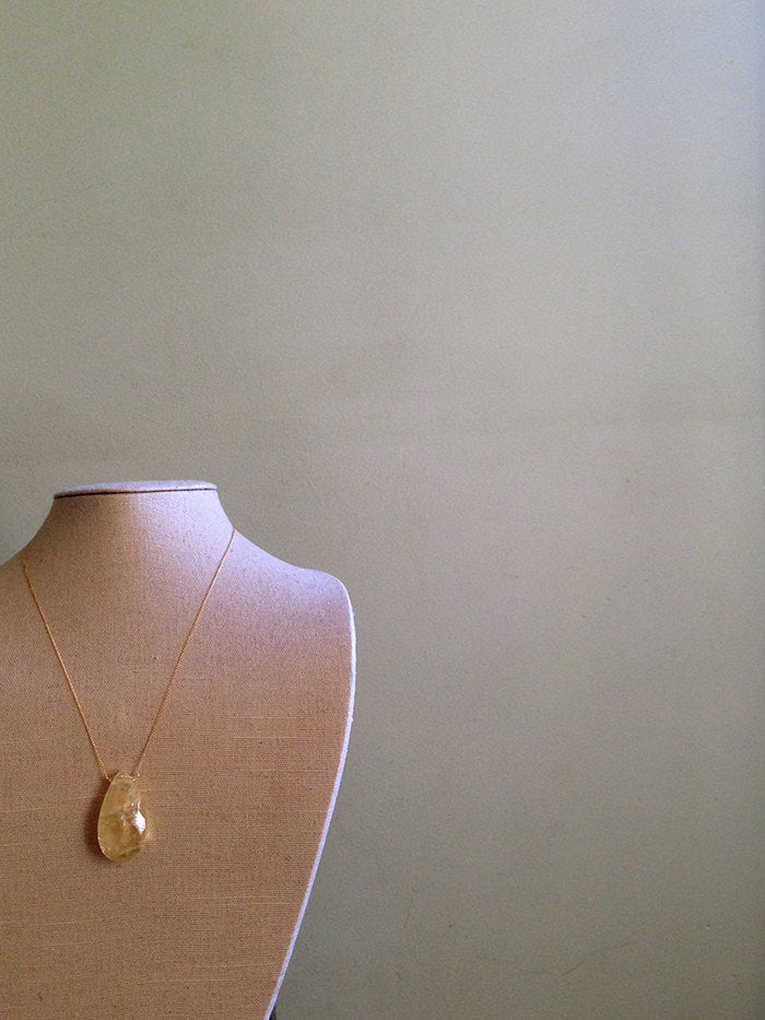 Lemon Quartz Teardrop Necklace