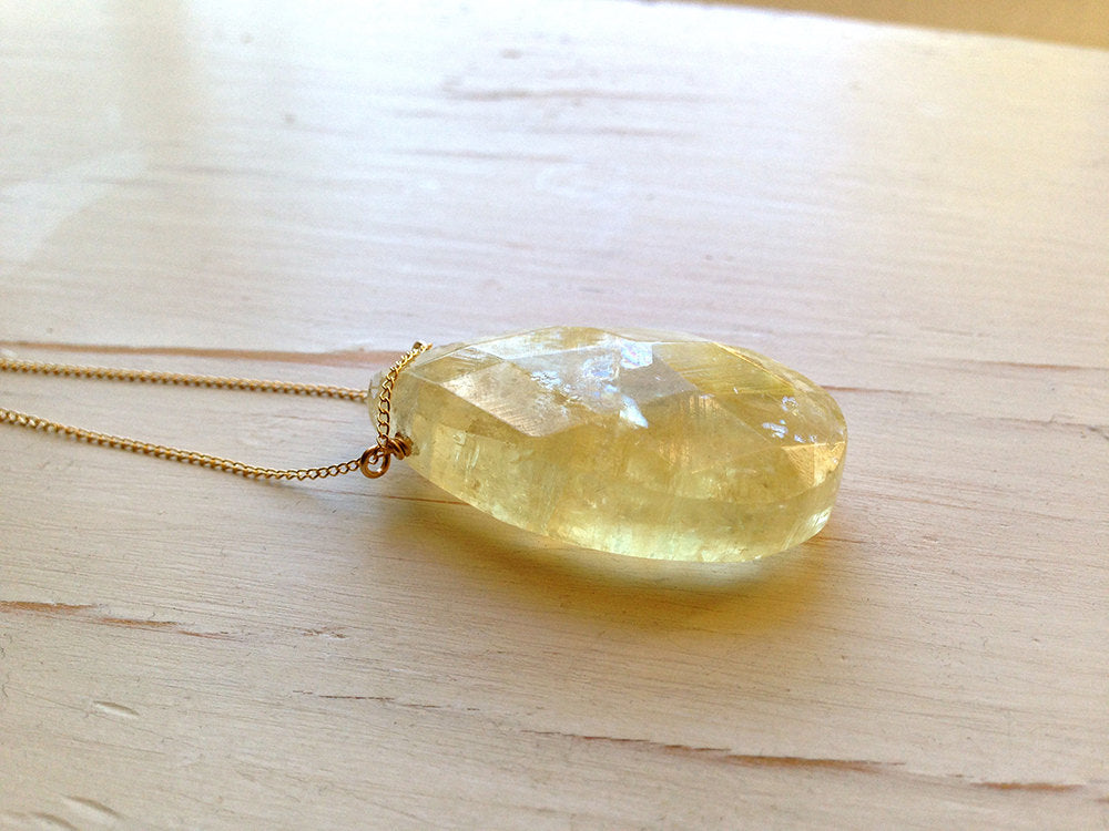 Lemon Quartz Teardrop Necklace