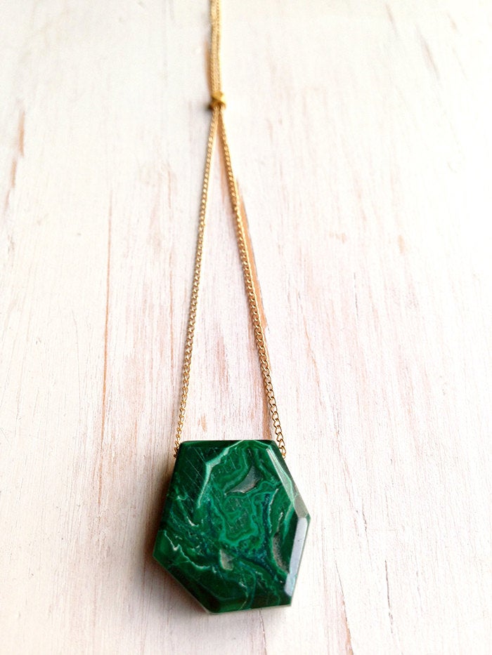 Semi Raw Malachite Layering Necklace