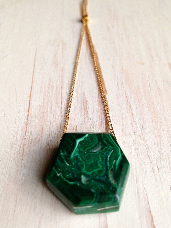 Semi Raw Malachite Layering Necklace