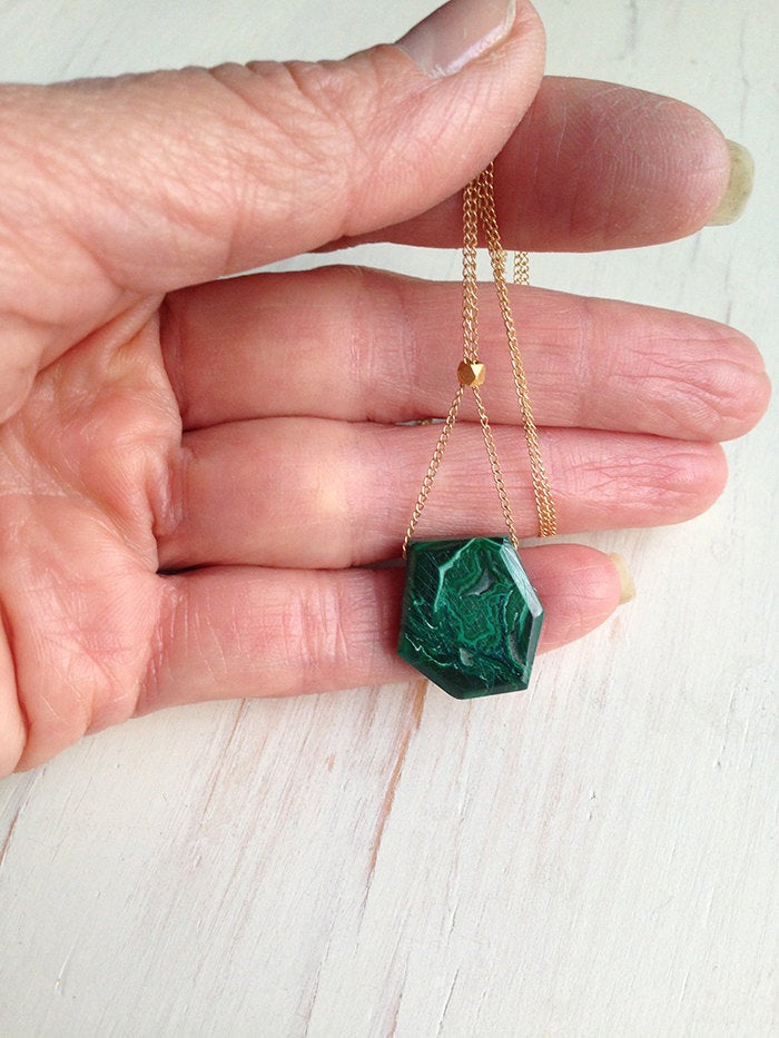 Semi Raw Malachite Layering Necklace
