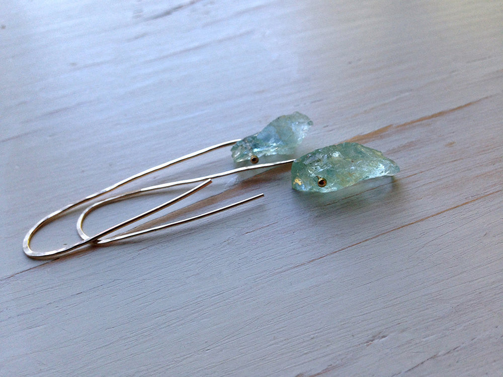 Raw Aquamarine Earrings