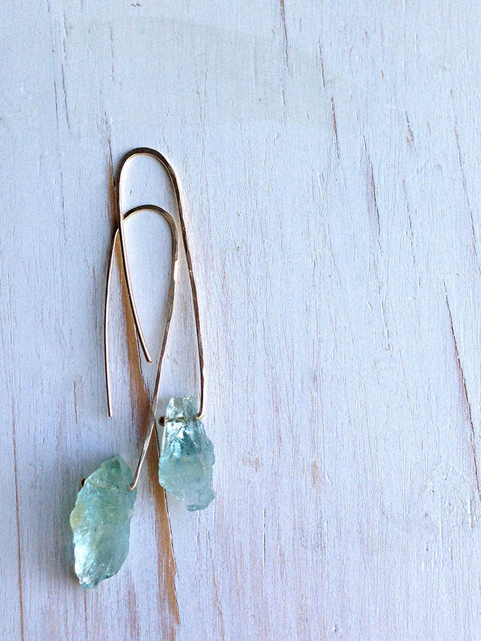 Raw Aquamarine Earrings