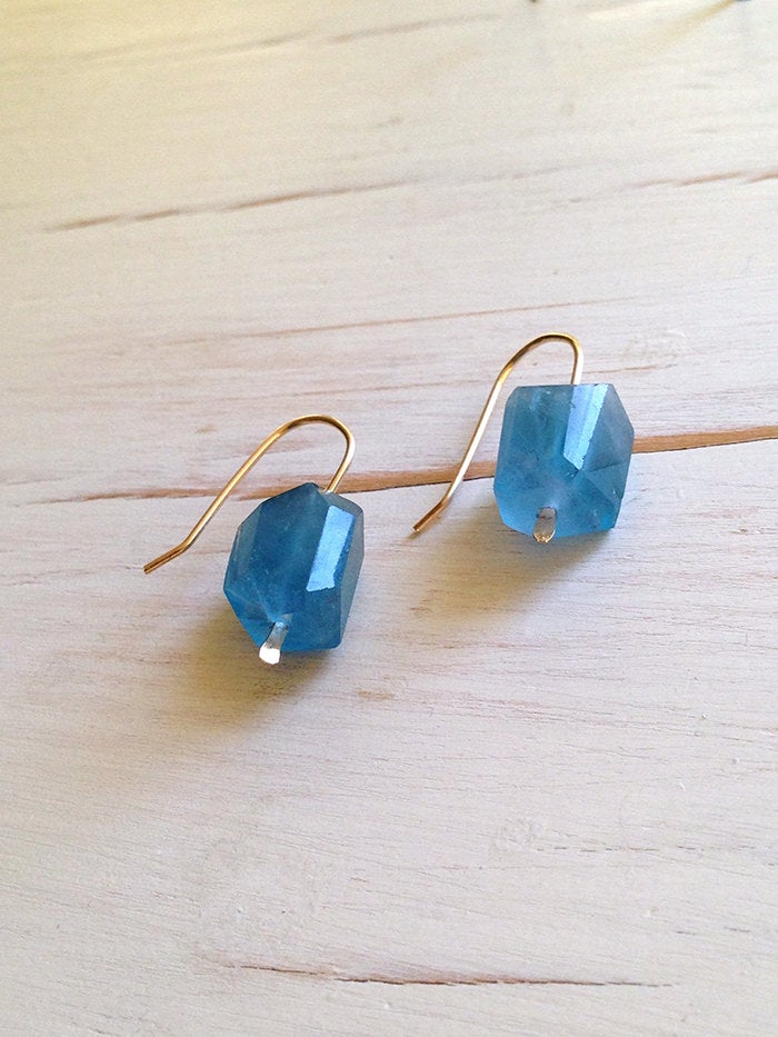 Teal Blue Fluorite Earrings