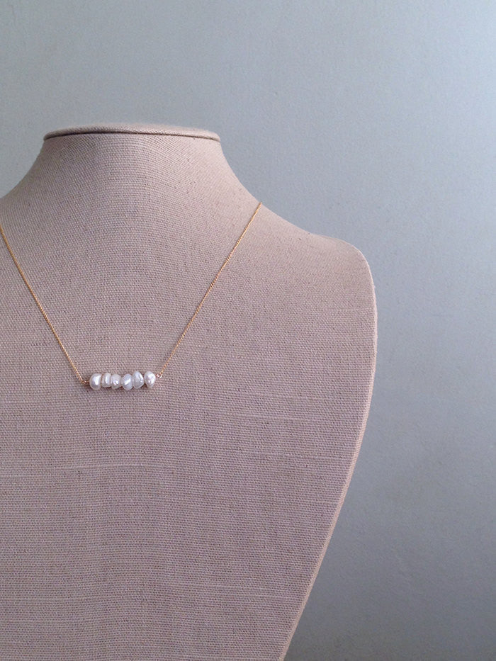 Delicate Pearl Bar Necklace