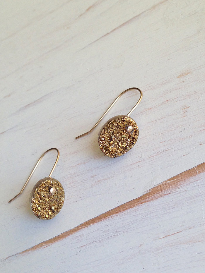 Gold Druzy earring