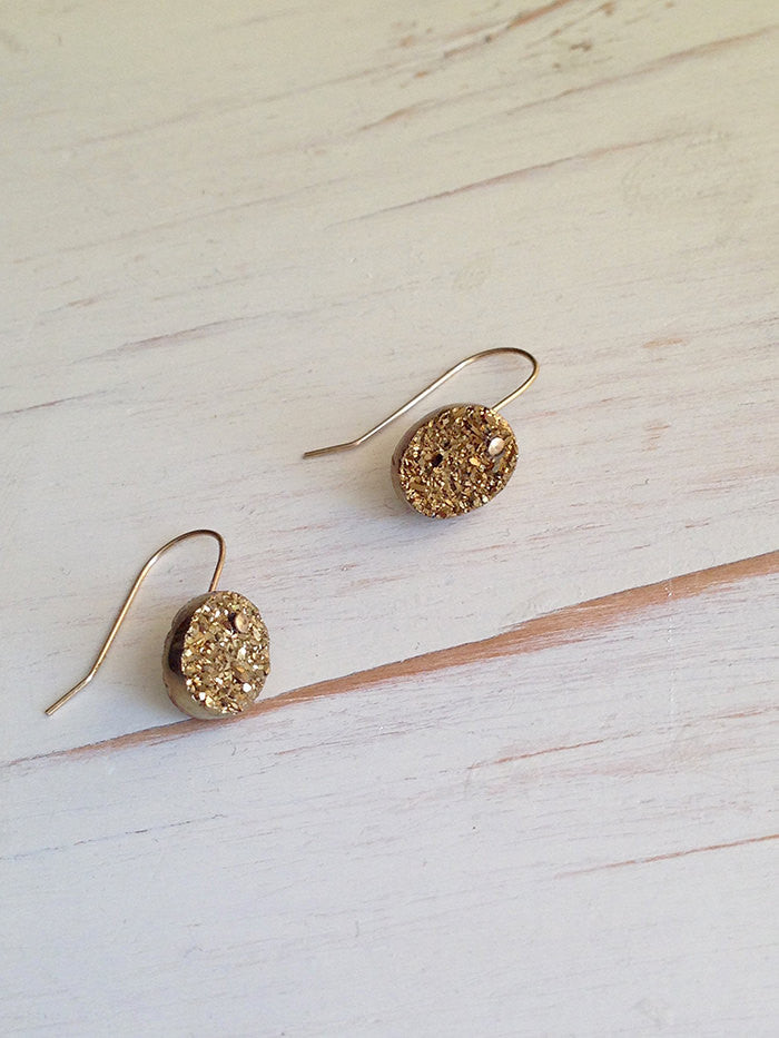 Gold Druzy earring