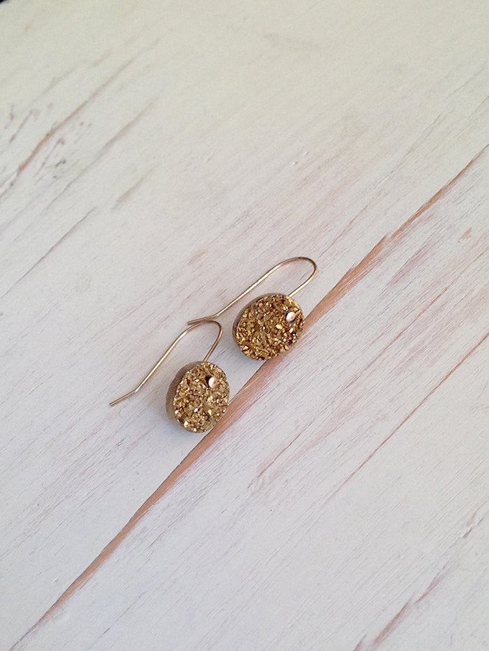 Gold Druzy earring