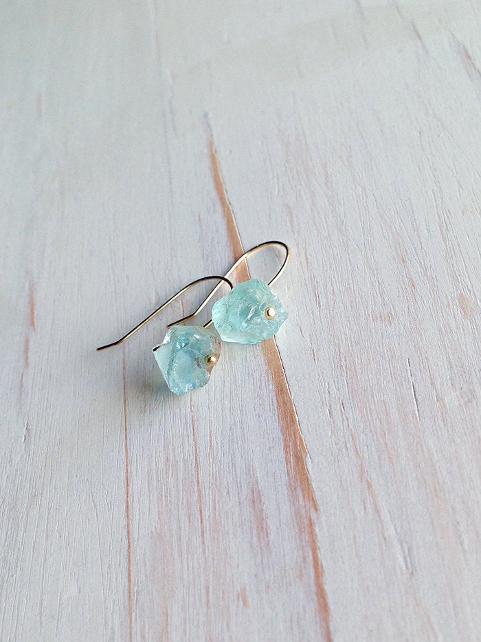 Aquamarine Raw Dangle Earrings