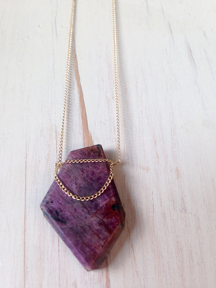 Ruby Gold Drape Necklace