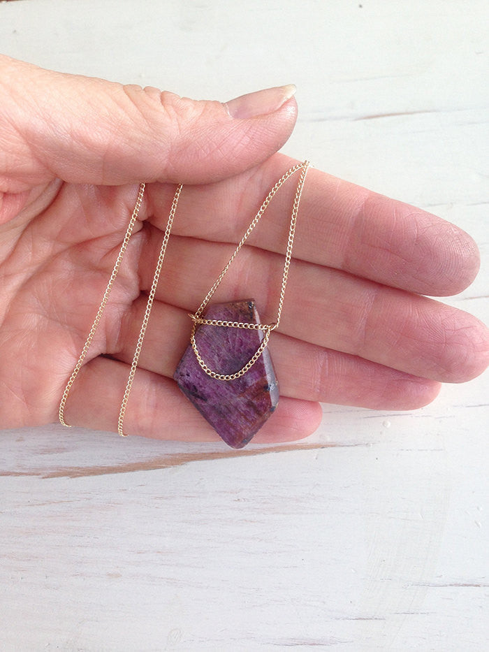 Ruby Gold Drape Necklace