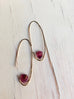 Pink Tourmaline Oblong Tear Hoops