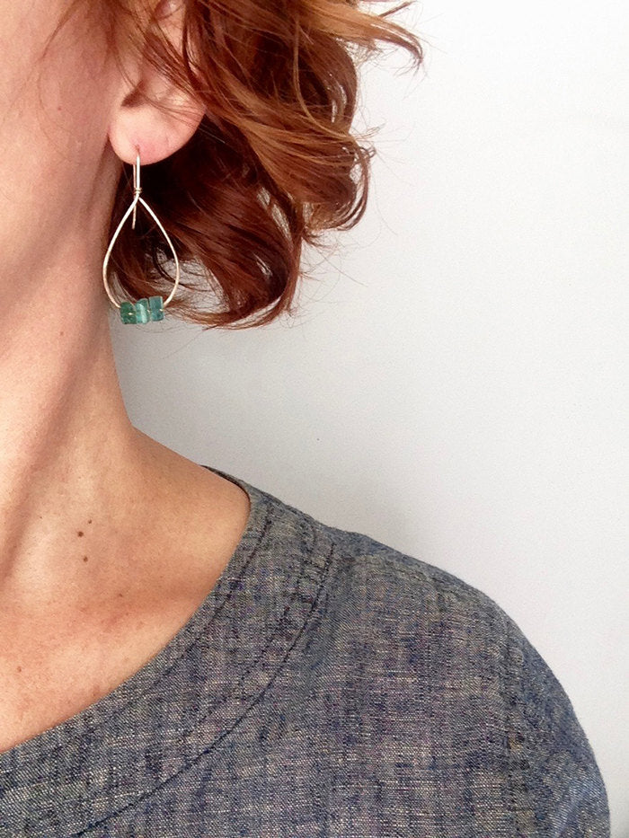 Tourmaline Raw Hoops