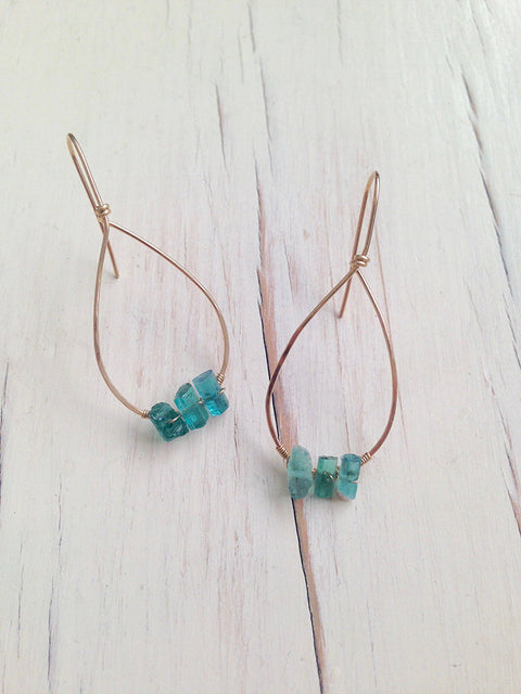 Tourmaline Raw Hoops