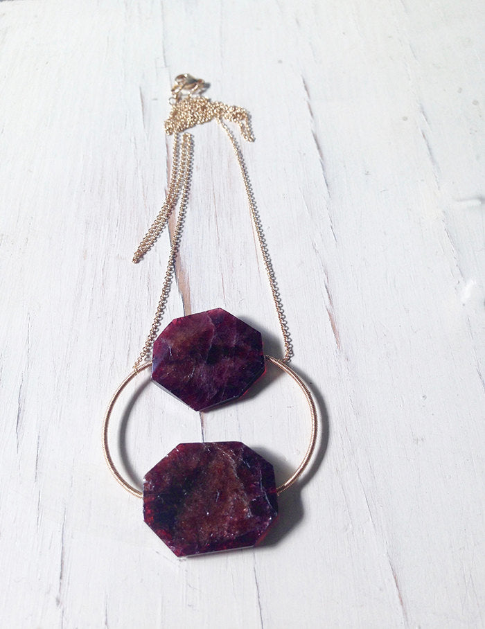 Garnet Necklace Peach Adventurine Pendant