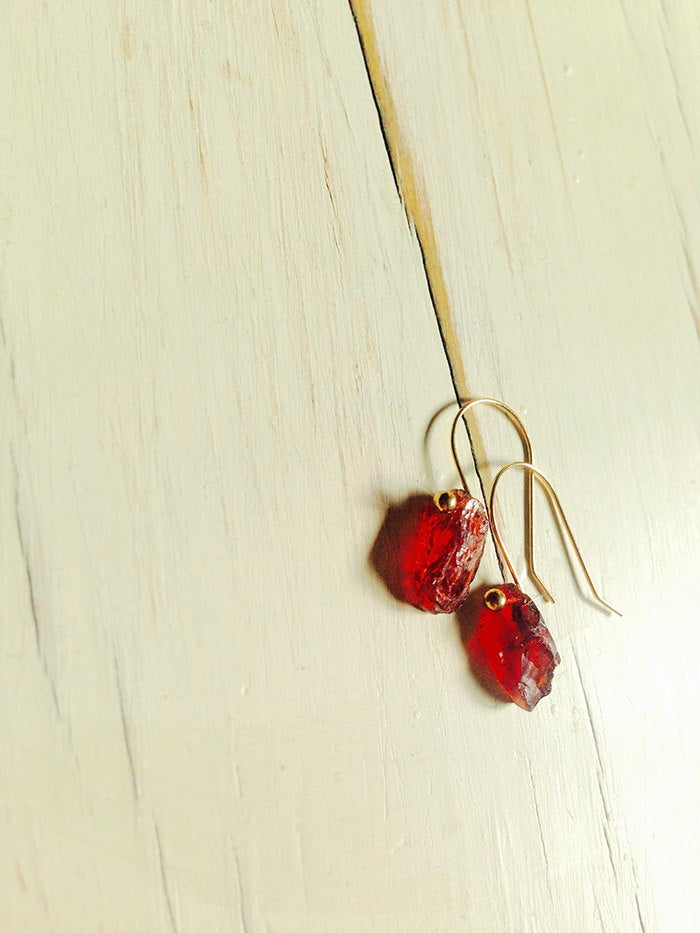 Raw Garnet Shard Earrings