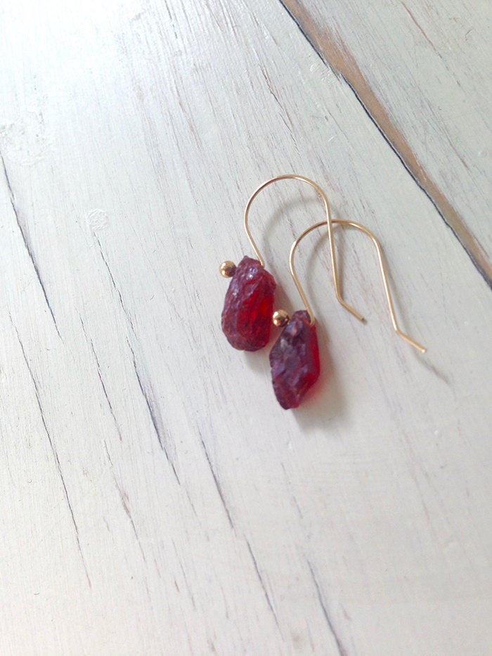 Raw Garnet Shard Earrings