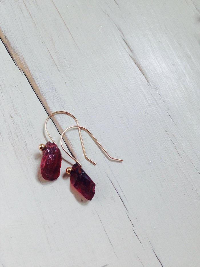Raw Garnet Shard Earrings