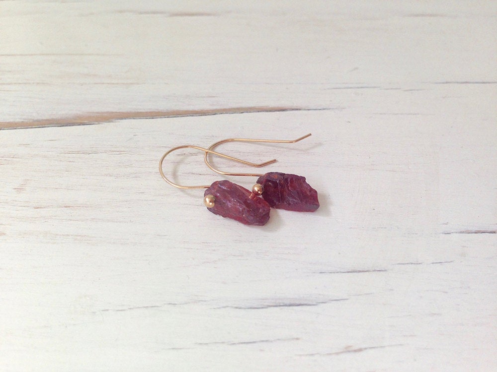 Raw Garnet Shard Earrings