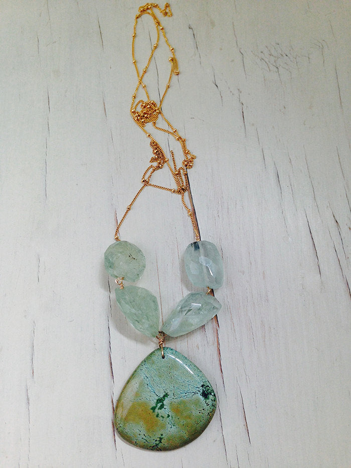 Turquoise Aquamarine Statement Necklace