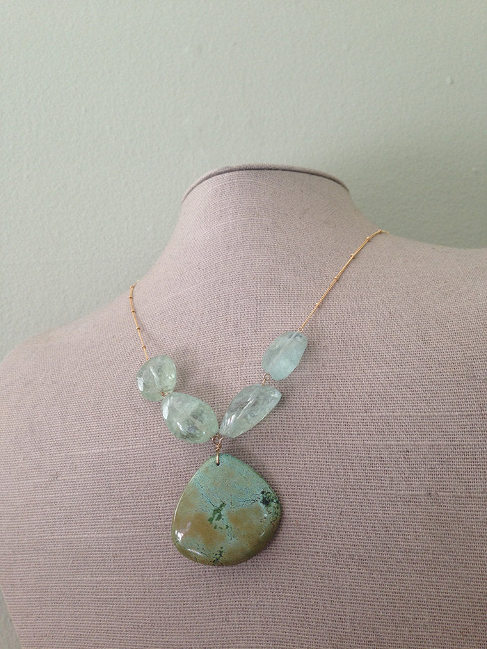 Turquoise Aquamarine Statement Necklace
