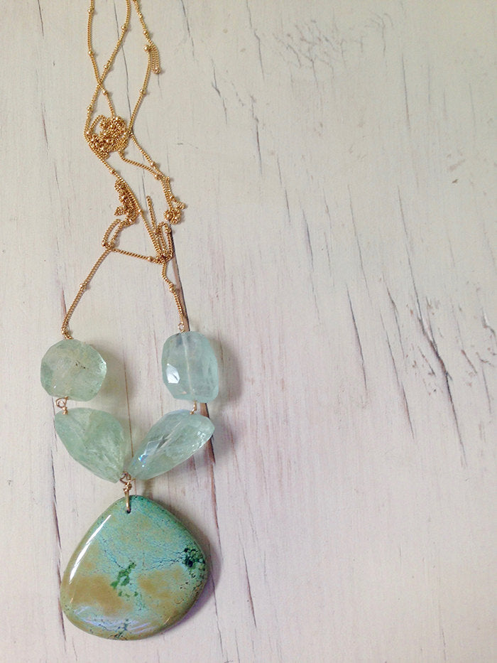 Turquoise Aquamarine Statement Necklace