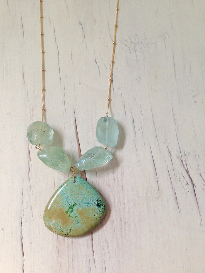 Turquoise Aquamarine Statement Necklace