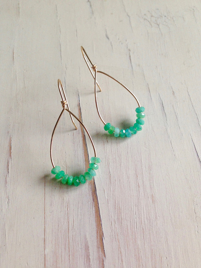 Chrysoprase Tear Earrings